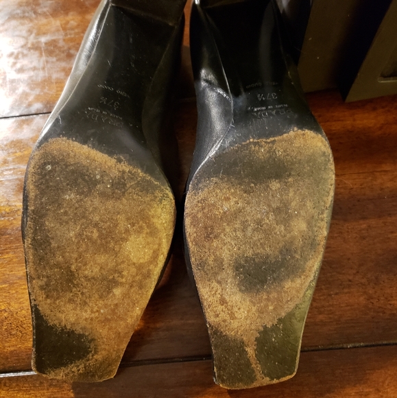 Prada Sz 37.5 Vintage Black Leather Cuban Heels - Picture 8 of 8